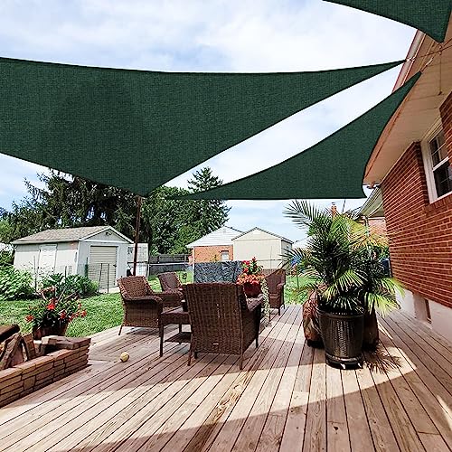 Patio Paradise 2' x 2' x 2' Sun Shade Sail Triangle Canopy Shade Cloth Fabric Sunlight Block Patio Pergola Cover HDPE Deck Awning for Outdoor Backyard Roof Shading, Green - color: Green, size: 2' x 2' x 2'