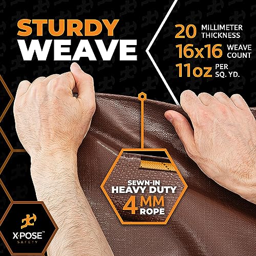 Xpose Safety 6' x 8' Ultra Heavy Duty Tarp - 20 Mil Waterproof Tarps for Camping, Outdoor Adventures & Tent Cover, UV Protection, Reinforced Corners, All-Weather Durability - size: 6' X 8'
