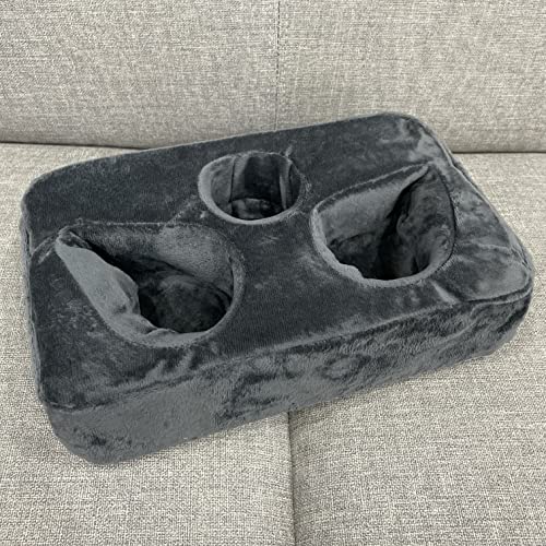 Couch Cup Holder Pillow, Couch Drinks Remotes Holder for Center of Couch, for Sofa, Bed, RV, Car (Gray) - color: Gray