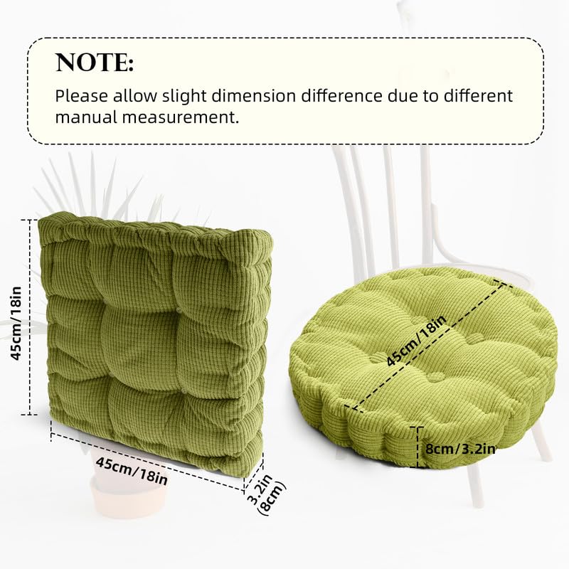 Meditation Floor Pillow Set of 2 Large Square and Round Floor Cushions for Adults Brown Corduroy Floor Seat Pillows Cushion for Living Room Balcony Tatami Yoga,18x18 Inch - color: Brown