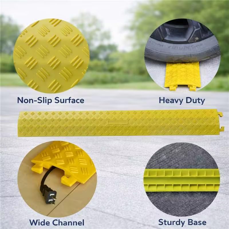 VIIBLE 2-Pack Yellow Small Drop Over Cable Ramp, 2000 lbs Capacity, Heavy Duty Protector for Hoses & Cords, Safe for High Traffic, Indoor/Outdoor Cord Concealer. - color: Yellow, size: Small