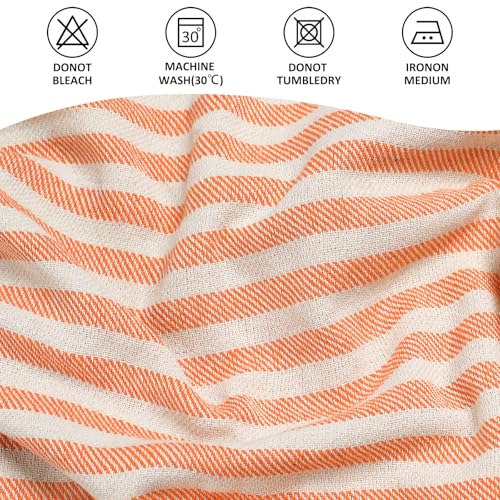 cabanana Turkish Beach Towel Oversized - 40"x70" Quick Dry Sand Free Thin Beach Towels for Adults,Extra Large Cotton Lightweigh Travel Towel for Beach Accessories (Orange) - color: Stripe Orange