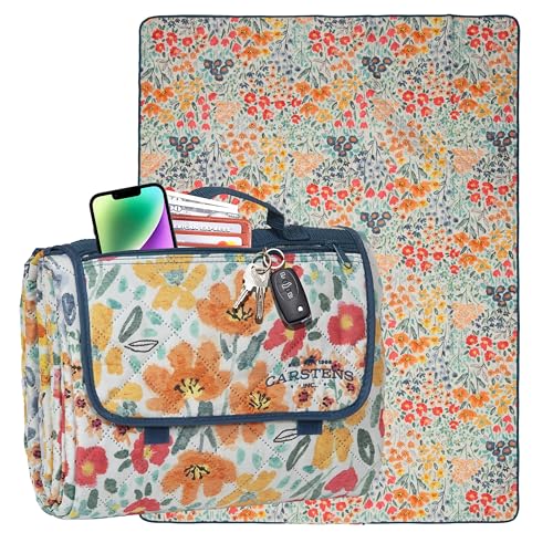 Carstens, Inc. Easy Pack Waterproof Sandproof Picnic Blanket, Lightweight Foldable Outdoor Camping Beach Mat, Large 60"x80", May Flowers - color: May Flowers
