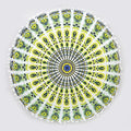 Indian Consigners Floor Cushion Covers 22" Round Mandala Ombre Zipped Ottoman Cover, Boho Puff Cover Pouffe - color: Yellow-green-blue
