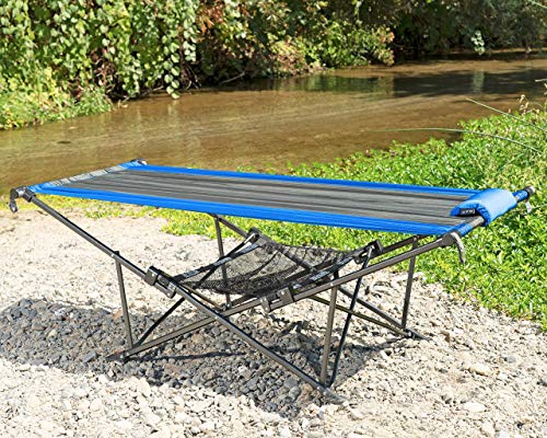 Mac Sports H900S-100 Topnotch Heavy Duty Multi-Use Outdoor Camping Portable Folding Hammock (Blue/Gray) - color: Blue/Gray, style: No Canopy