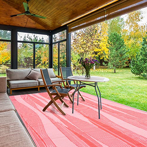 Boulder Bee Outdoor Rugs | Plastic Straw Rug | Waterproof Outdoor Camping Rugs | Quick Drying Picnic Rug | Sand Free Reversible Beach Mats | 5 x 8 Feet | 2.7 lb(Pink) - color: Orange Pink, size: 5*8 Feet