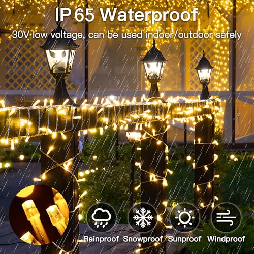 String Lights Indoor Bedroom, 33FT 100 LED Fairy String Lights Outdoor Waterproof, 8 Modes Memory Twinkle Christmas Light Plug in for Classroom Dorm Patio Tree Garden Decor(Warm White) - color: Warm White, size: 100LED