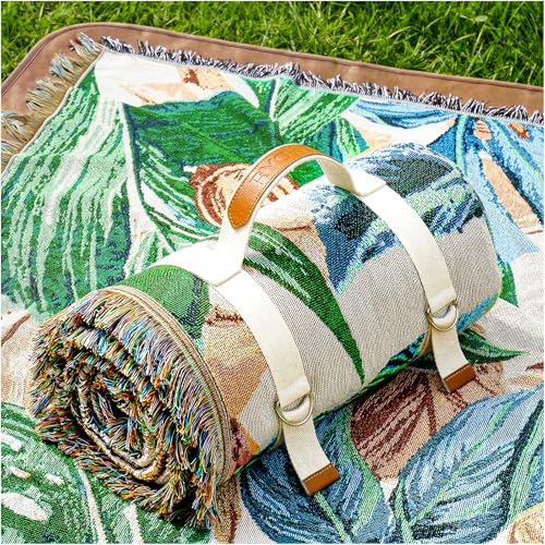 2 in 1 Extra Large Outdoor Picnic Blanket Camping Mat Lightweight Oversized Giant Turkish Boho Beach Mexican Serape Baja Cobijas Mexicanas para Mesa Park Stadium Outside Festival Grass Hammock - color: Boho Green