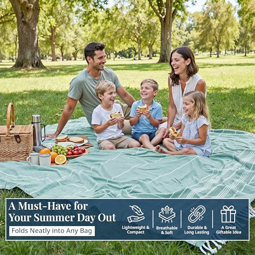LANE LINEN Large Beach Blanket – Oversize Beach Towel, Beach Games for Family, Compact Quick-Dry Towel (82"x82"), Perfect for Lounging, Resort Stays, & Coastal Escapes - Aqua - color: 01: Aqua, size: Beach Blanket (80" x 80")