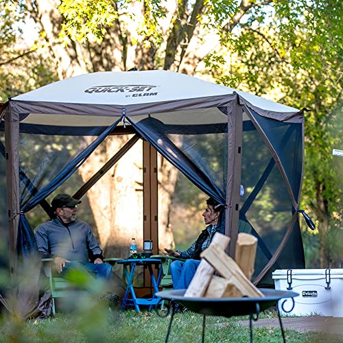 CLAM Quick-Set Pop Up Screen Tent, Venture, 9 x 9 ft, Instant Setup Brown Portable Outdoor Gazebo Canopy Shelter, Compact Bug-Free Camping Tent for Backyard, Beach, Tailgating - Brown - style: Portable