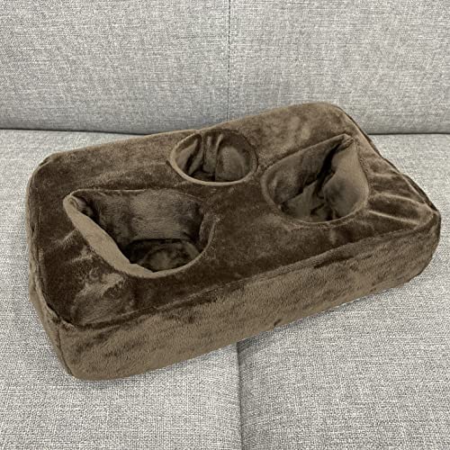 Couch Cup Holder Pillow, Couch Drinks Remotes Holder for Center of Couch, for Sofa, Bed, RV, Car (Brown) - color: Brown