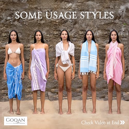 GOQAN Turkish Beach Towel Oversized 39x71 | Thin, Lightweight, 100% Cotton and Sand Free Towel is Suitable for Beach, Travel, Swim & Gift | Odor Free - Red - color: Red, style: Lucky