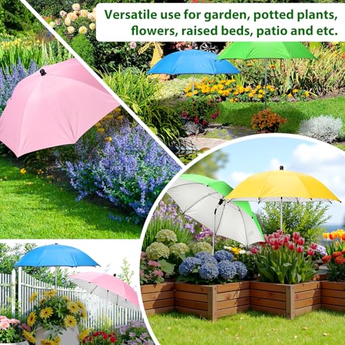 Garden Umbrellas for Plants Flowers, 4 Pack Plant Shade Umbrellas for Outdoor Plants Flowers, Plant Shade Umbrella with Stake for Potted Plants, 43.3" Height Large Plant Sun Shade Cover UV Protection - size: Standard 25-inch Canopy Diameter