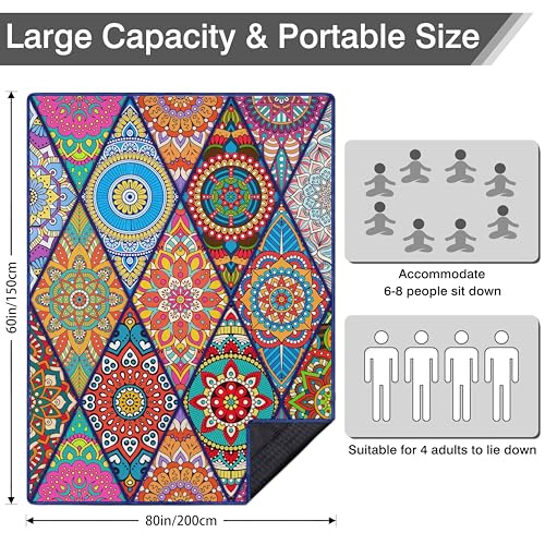 Waterproof Picnic Blankets Foldable & Portable 60''x80'' Boho Picnic Mat for Outdoors, Large Washable Picnic Blanket for Travel Camping Beach, Park Grass Picnic Blanket Accessories for Adults - color: Picnic Mat 03, size: 60" x 80"