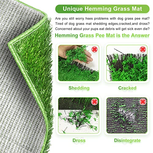 Hompet Dog Grass Pad with Tray Large, Puppy Turf Potty Reusable Training Pads with Pee Baffle, Artificial Grass Patch for Indoor and Outdoor Use, Ideal for Small and Medium Dogs (30"×20") - size: 30" x 20" x 2.5"