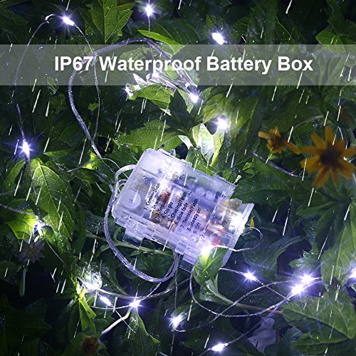 GDEALER 2 Pack Fairy Lights 20 Ft 60 Led Battery Operated Twinkle Lights with Remote Waterproof Twinkle Lights 8 Modes Fairy String Lights for Party Bedroom Wedding Decorations-White - color: Cool White
