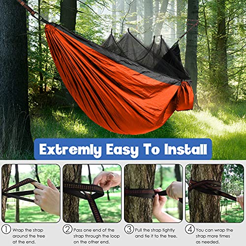 Gold Armour Camping Hammock - Camping Essentials, Double Hammock with Bug Net, Camping Gear Hammock for Outside, Hiking, and Travel (Orange & Black) - color: Orange & Black