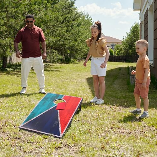 Cornhole Set 4x2 and 3X2 Regulation Size Corn Holes Sets with Carrying Bags & 8 Bean Bags Cornhole Boards Bean Toss Games for Adults Family Outdoor Beach Lawn Outside Backyard Games - style: Rustic 4’x2’