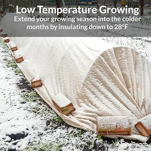 AlpineReach Plant Covers Frost & Sun Protection 10 x 30 ft - Thick 1.2 oz/yd² Freeze Blanket to Low 28 °F Temperatures Floating Row, Garden Fabric Material, Protect in Winter Cold, Gardening Down - size: 10ft x 30ft