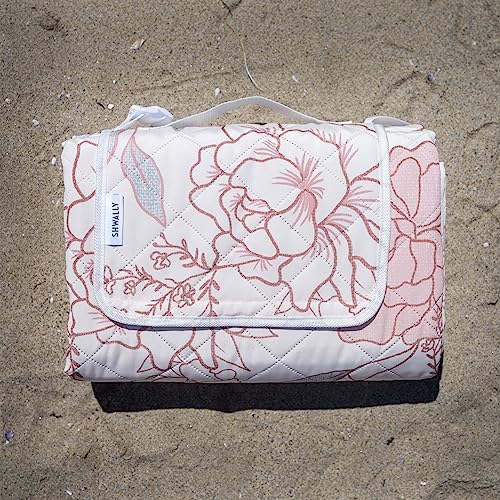 Shwally The Picnic Mat - Indoor/Outdoor Rug with Hand-Drawn Designs - Machine Washable, Water Resistant, Durable & Wipeable Material - Foldable & Easy to Carry - Large (Sunset Rose) - style: Sunset Rose