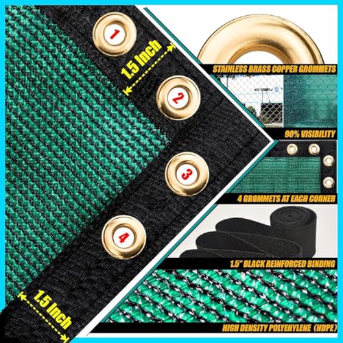 ShadeMart 5' x 12' Green Fence Privacy Screen, Heavy Duty 170 GSM HDPE Mesh with Grommets & Zip Ties, 90% Blockage - color: Green, size: 0 5' x 1 2'