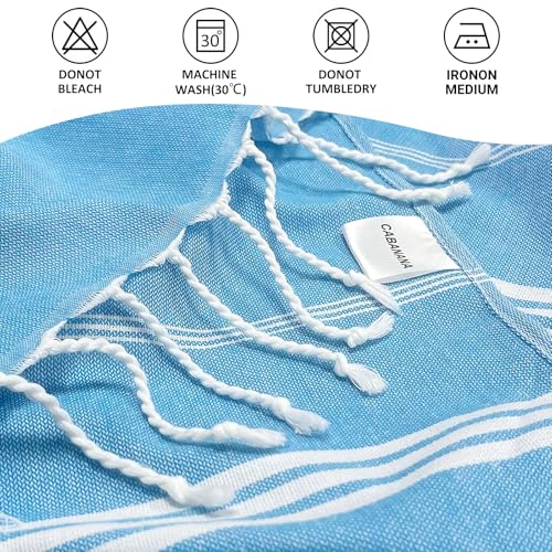 cabanana Turkish Beach Towel Oversized - 40"x70" Quick Dry Sand Free Thin Beach Towels for Adults,Extra Large Cotton Lightweigh Travel Towel for Beach Accessories (Sky Blue) - color: Blue