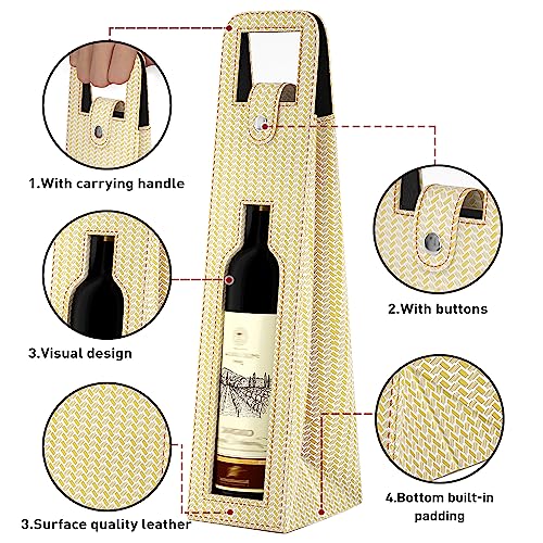 RYDDOY Wine Gift Bag, Reusable Leather Wine Tote Carrier, Single Bottle Champagne Beer Gift Bags Carrier for Birthday, Wedding, Picnic Party, Christmas festival Gifts (Beige) - color: B-Beige-16.1×3.5×3.5