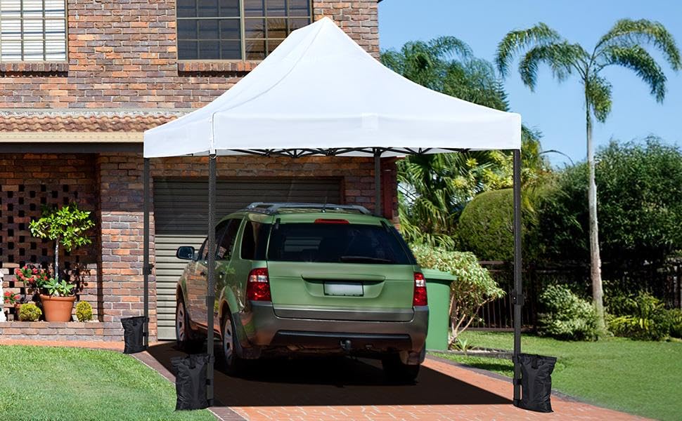 Yaheetech Heavy Duty Pop Up Canopy Tent, 10x15 Commercial Instant Shelter Tent, Outdoor Adjustable Canopy with Wheeled Bag, 4 Sandbags & 8 Stakes, White - color: White, size: 10x15