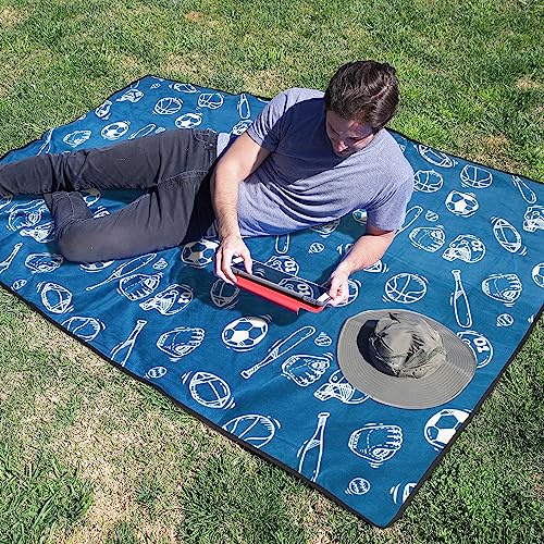 Catalonia Waterproof Stadium Blanket, Windproof Wearable Poncho for Football Sideline & Sports Events for Fans, Portable, Durable Outdoor Blanket for Camping & Tailgating - color: Blue / Football