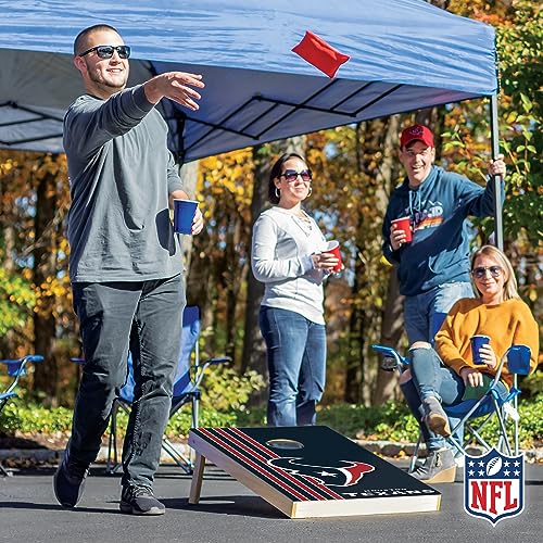 Wild Sports 2' x 3' Solid Wood Cornhole Set with Direct Print HD Team Graphics – Great Gift for Any Football Fan! Bean Bag Toss Family Outdoor Games – NFL Houston Texans