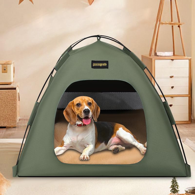 Pet Tent for Cats and Dogs - Portable & Foldable Indoor/Outdoor Travel Puppy Kitty, Sun Shade - Lightweight for Camping, Beach, Park, Larger-Green
