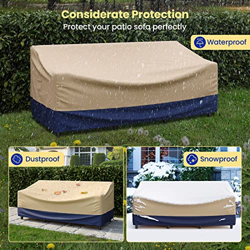 Tangkula Patio 3-Seater Waterproof Outdoor Deep Sofa Cover with Padded Handle & Click-Close Straps, Air Vent, Heavy Duty PU Couch Cover, 77" W x 43" D x 29.9" H - size: 77" W x 43" D x 29.9" H