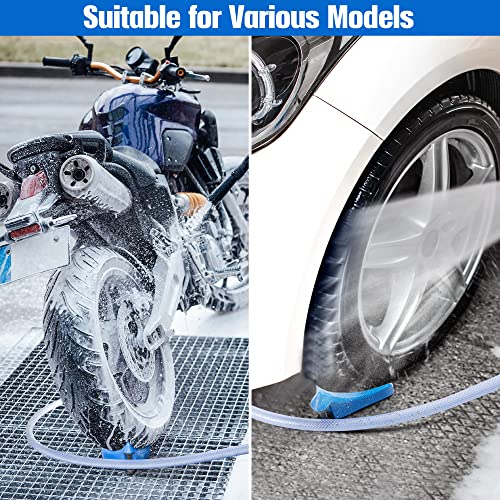 Dreyoo 4 Pcs Car Hose Guide, Tire Hose Roller for Car Washing, Detailing Tire Hoses Guide Preventing Pressure Washer Hoses Stuck Under The Wheels, Plastic Wash Tool to Avoid Snagging(Blue) - color: Blue