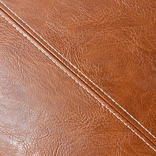 Fancy Homi 2 Packs Brown Faux Leather Decorative Throw Pillow Covers 16x16 Inch for Living Room Couch Bed Sofa, Hand Stitched Accent Square Cushion Case, Rustic Modern Farmhouse Boho Home Decor - color: Brown, size: 16" x 16" (Pack of 2)