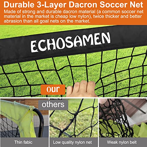 Kids Soccer Goals for Backyard, 2 of 6 x 4 ft Kids Soccer Goal Set Soccer Net with 10 Soccer Cones, Agility Ladder & Carry Bag, Portable Soccer Training Equipment. - color: Black