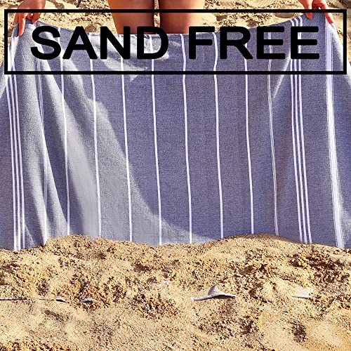 Beach Towel 2 Pack,Sand Free Beach Towels Oversized 39 x 72,Turkish Beach Towel Quick Dry Towel,Lightweight Pool Towels for Adults Travel Towel,Cool Beach Essentials Super Absorbent Towels - color: 2 Pack Dark Blue+light Grey