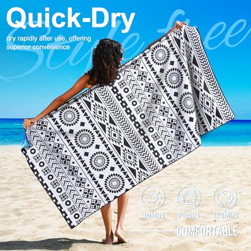 Mandala Oversized Microfiber Pool Sandproof Beach Towel - 72"x36"Quick Fast Dry Sand Free Proof Extra Large Big Outdoor Travel Swim Micro Fiber Blanket Yoga Mat Personalized Women Men Boho Bohemian
