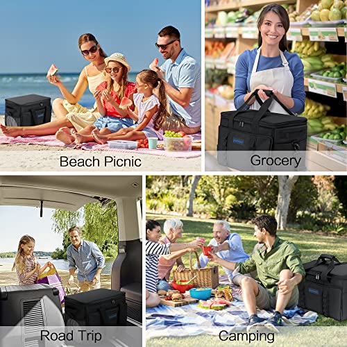 Soft Insulated Cooler Bag Collapsible Large Travel Coolers Soft Sided Coolers Ice Chest, Leakproof, Waterproof - color: black