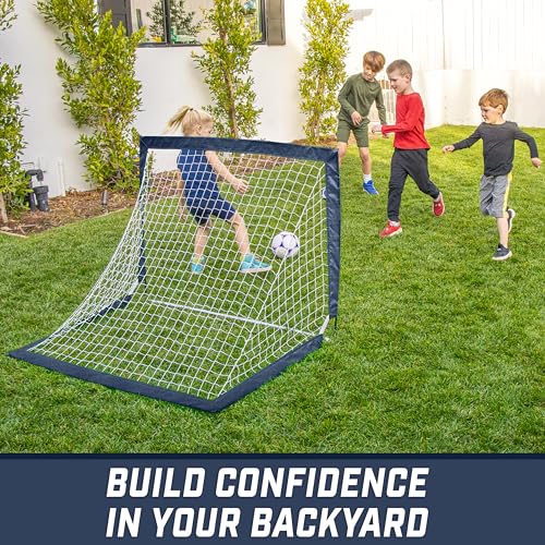 GoSports Portable Soccer Goals for Kids - 13 Color Options - Choose 4 x 3 ft or 6 x 4 ft - Team Tone Pop Up Nets for Backyard - color: Navy, style: 4 ft x 3 ft