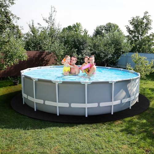 VINGLI 12 FT Pool Pad for Above Ground Pool, Upgraded Extra Thick Swimming Pool Liner Pad 12 FT Round, Prevent Punctures Weed Barrier, Under Pool Mat Pool Protection, Black - size: 12 FT