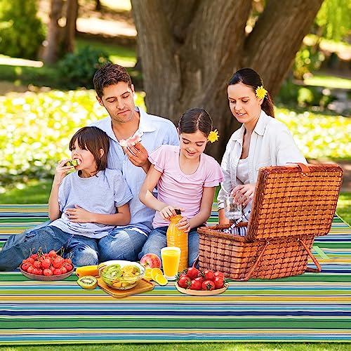 Waterproof Picnic Blanket Extra Large Oversized Beach Blanket Sandproof Outdoor Large Picnic Blankets Foldable Sand Free Beach Mat for Grass, Lawn, Sand, Camping, Stadium, Travel - color: Dark Green, size: 5' x 6'8" (Rectangular)