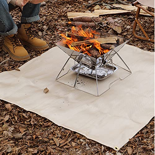 Fire Pit Mat, Fireproof Stove Grill Mats Blanket for Wood Deck Insulation, Camping BBQ Temperature Resistant Rugs Accessories for Outside Indoor Lawn Protection (19.7''×19.7'') - size: 19.7''×19.7''