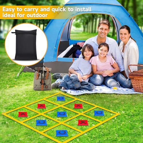 VANPET Outdoor Giant Tic Tac Toe Bean Bag Toss Games for Kids Adults Family, Large Outside Lawn Yard Backyard Carnival Field Day Game, Beach Picnic Camping Birthday Party Family Reunion Games