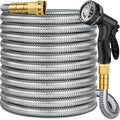 50 ft Stainless Steel Garden Hose - 2026 New Upgraded Technology Metal Water Hoses with 3/4" Solid Fitting - Lightweight,Ultra Flexible,Durable,Kink-Less Watering Pipes Garden Hoses For Yard, Outdoor - size: 50ft