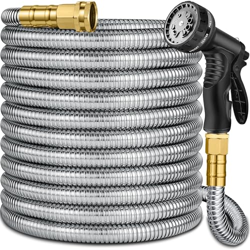 200 ft Stainless Steel Garden Hose - 2026 New Technology Metal Water Hoses with 3/4" Solid Brass Fitting - Lightweight,Ultra Flexible,Durable,Kink-Less Watering Pipes Hoses For Yard, Outdoor - size: 200ft