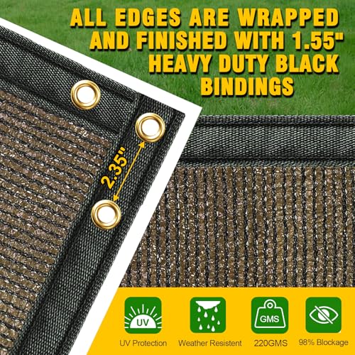 Privacy Fence Screen,with Gloves, 8X50FT Heavy Duty 220GSM 98% Blockage Privacy Screen Fence for Outdoor Wall Garden Yard Backyard (Brown) - color: Brown, size: 8x50 Ft