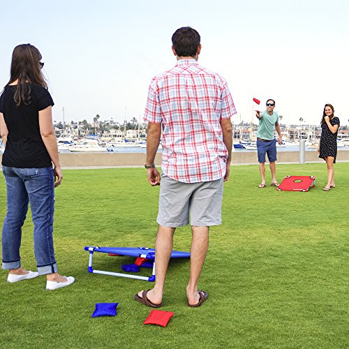 GoSports Portable Cornhole Game Sets – Premium Outdoor Lawn or Beach Toss Game - style: Red & Blue