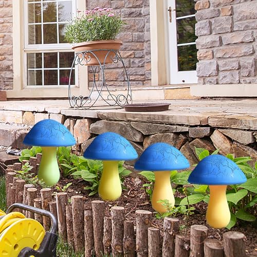 Solar Mushroom Lights Garden Decor 8 Blue Crack Mushrooms Outdoor Decor Stake Lights, Waterproof Solar Pathway Light Gardening Gifts for Landscape Easter Gnomes Yard Halloween Christmas Decorations - color: Blue