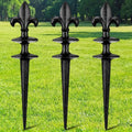Tandefio 3 Pcs Fleur De Lis Garden Hose Guide Stakes, Heavy Duty Decorative Antique Black Cast Iron Metal Hose Guides, Plant Protector for Lawn Yard Flower Bed - style: Fleur De Lis