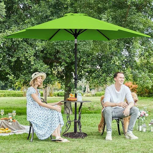 Yaheetech 2 Pack 9FT Outdoor Patio Umbrella Outdoor Table Umbrella w/Push Button Tilt & Crank, Yard Sun Shade UV Protection Waterproof for Pool, Market, Terrace, Beach, Outdoor Restaurant, Grass Green - color: Grass Green, size: 9FT